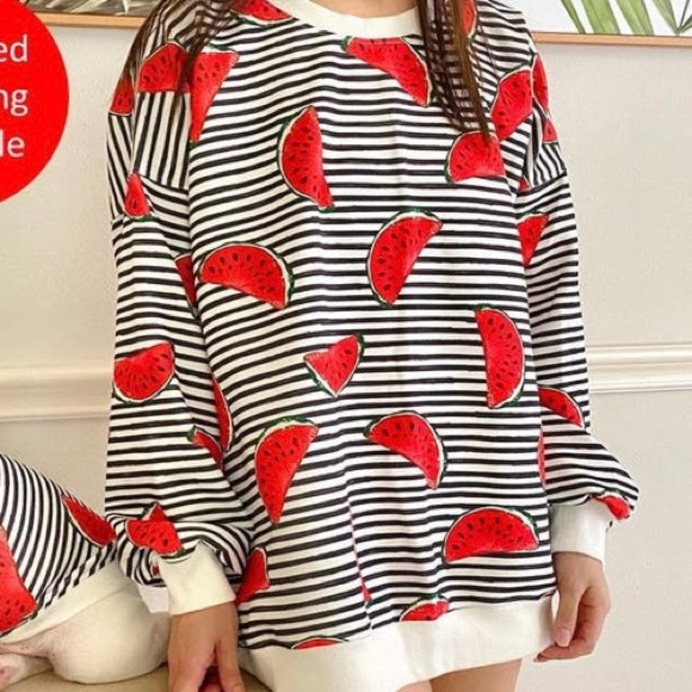 Watermelon sugar sweater with matching dog top